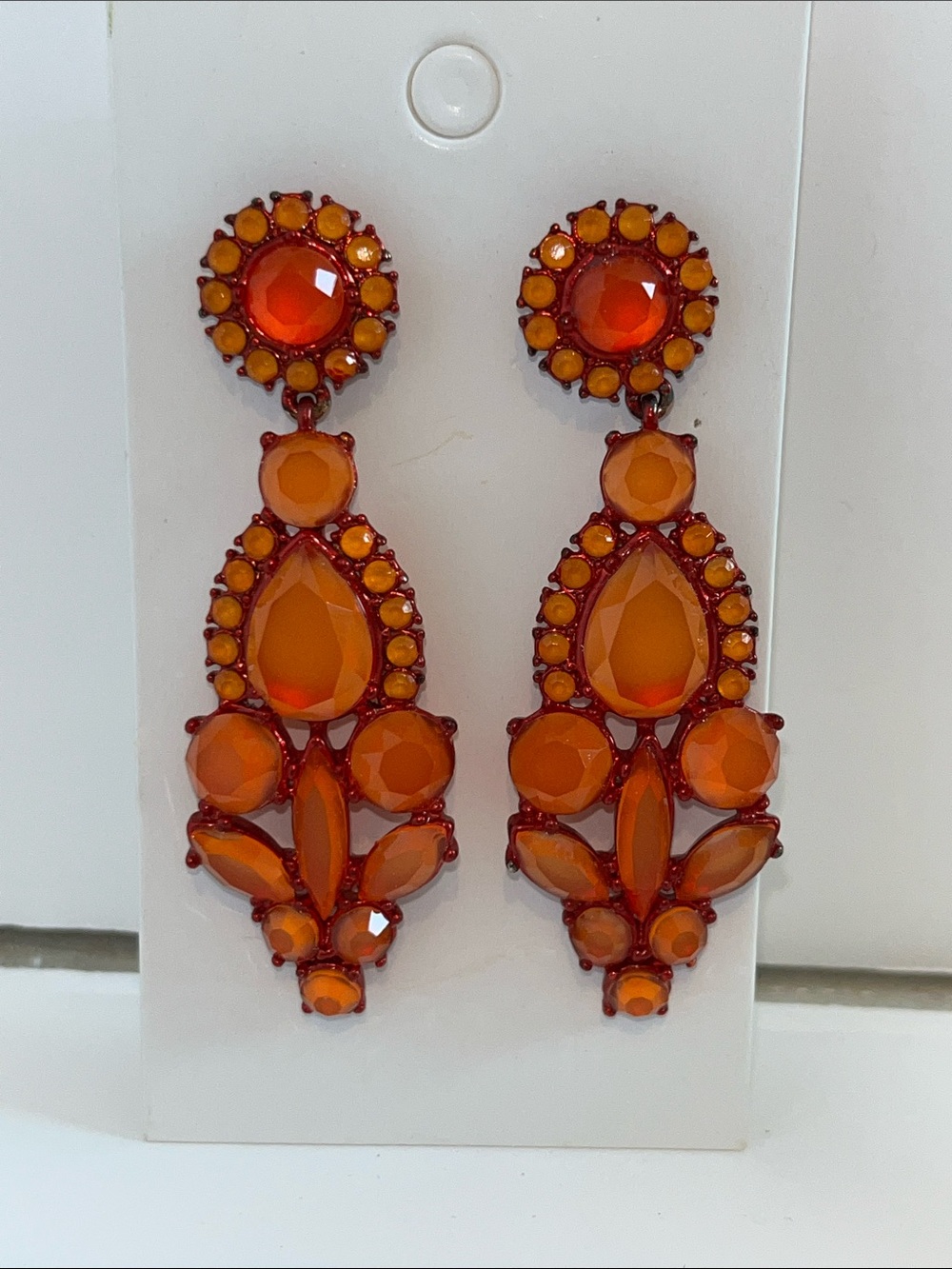 J. Crew Orange Faceted Drop Earrings - Picture 2 of 4